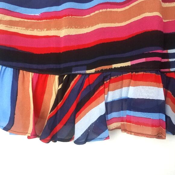 Catherine Malandrino | Multicolored Ruffle Skirt Abstract Colorful New! Medium - Picture 4 of 6